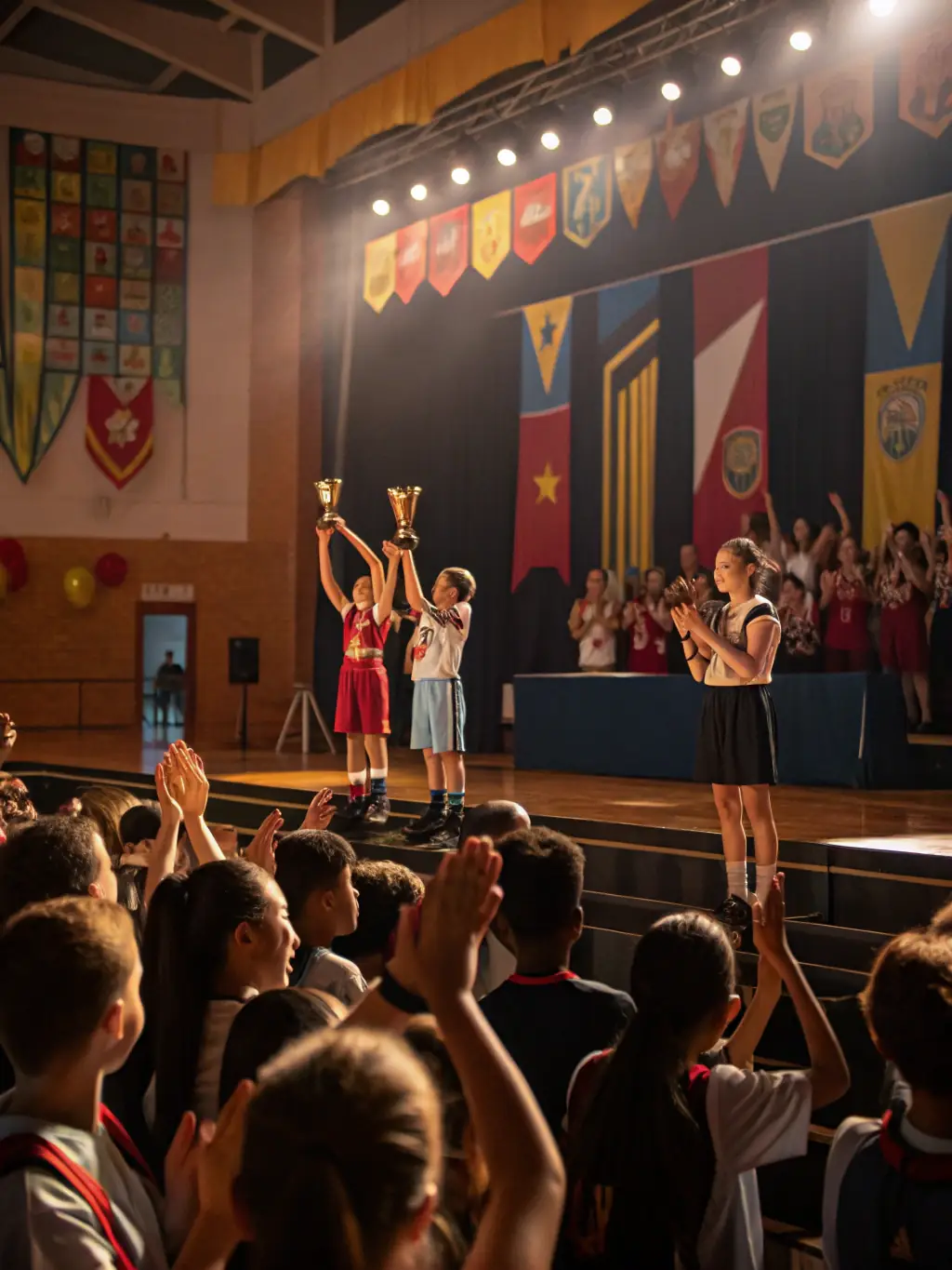 A motivational image of athletes receiving awards, symbolizing the DOUBLE T ASSOCIATION's dedication to recognizing and celebrating athletic achievements.