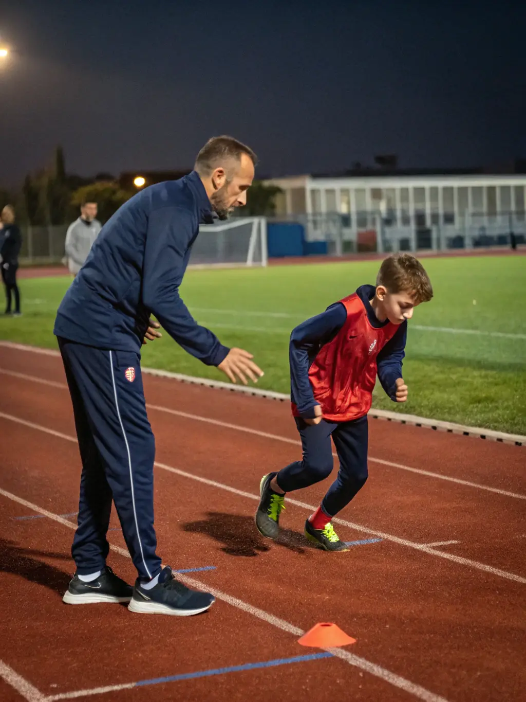 An image of coaches providing guidance and support to athletes during a training session, emphasizing the DOUBLE T ASSOCIATION's dedication to mentorship.