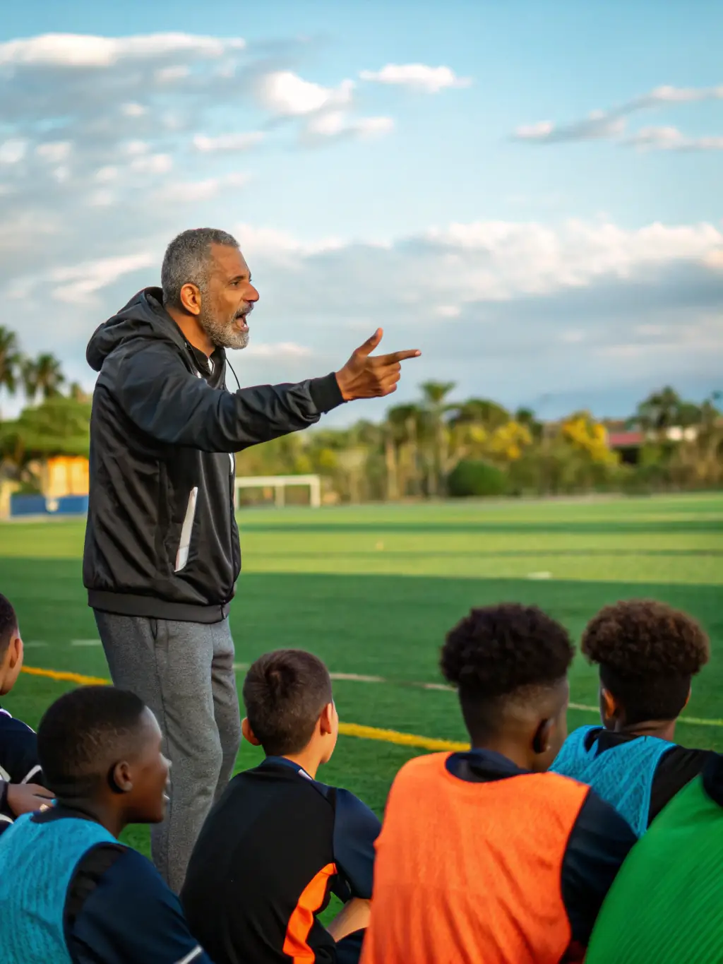 A photo of a group of athletes receiving coaching and mentorship from experienced trainers, highlighting the DOUBLE T ASSOCIATION's commitment to athlete development.