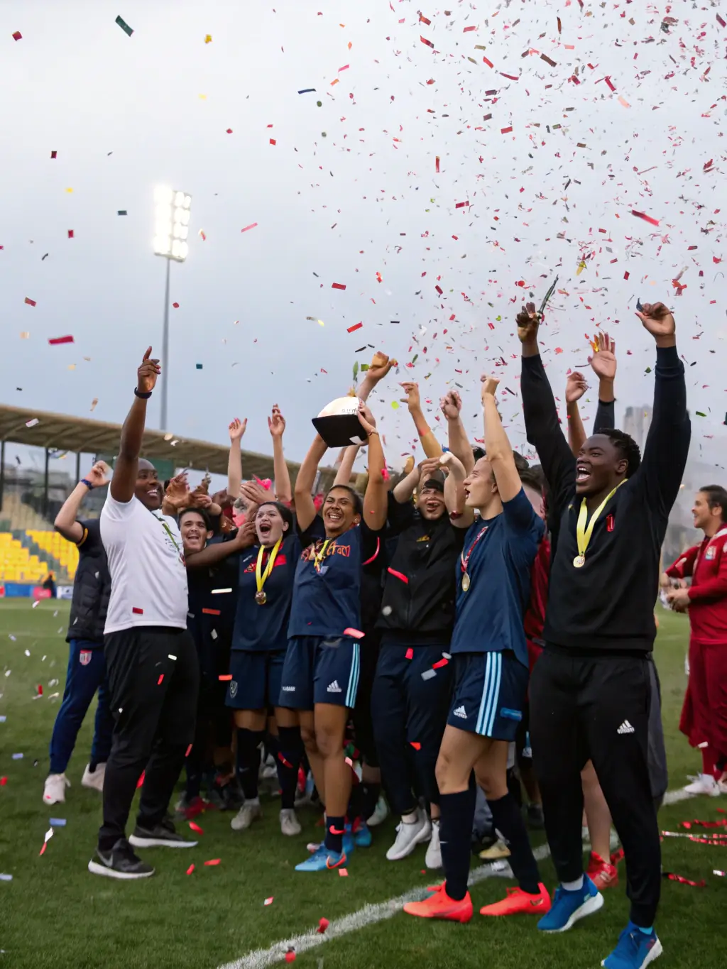 An image of a group of athletes receiving awards at a sports competition, highlighting the association's role in organizing and supporting competitive events.