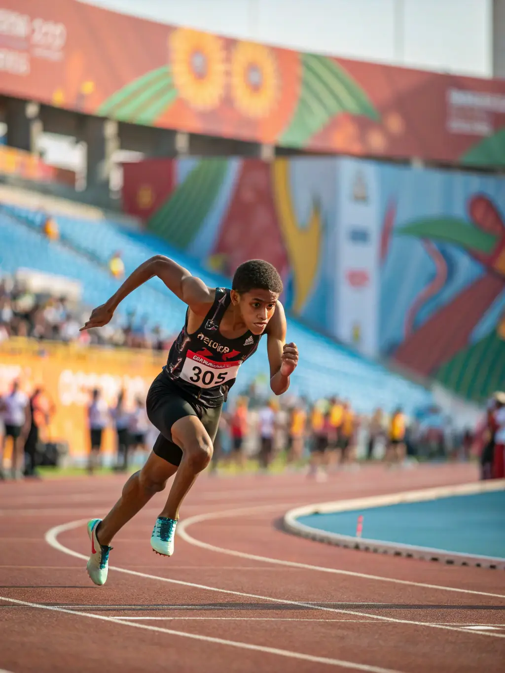 An image depicting young athletes participating in a track and field event, showcasing the association's support for athletic development.