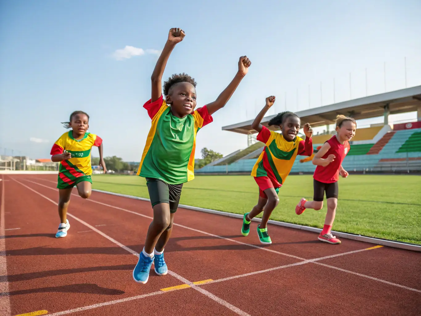 A vibrant image showcasing young athletes participating in a track and field event, symbolizing the association's support for athletic development and competition.
